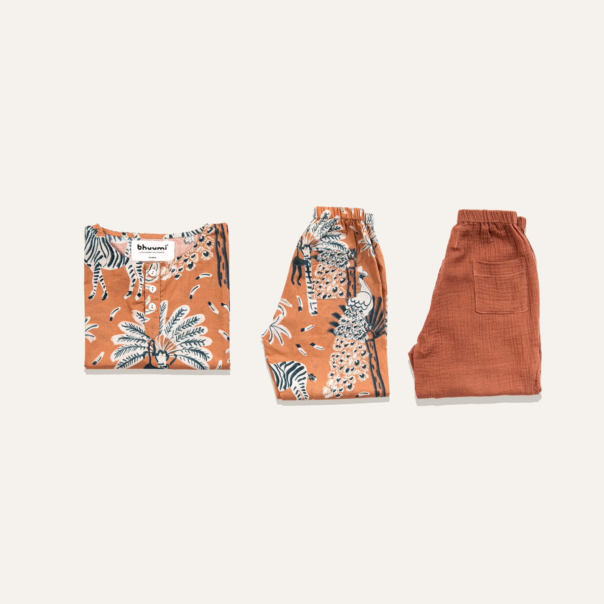 BHUUMI-JUNGLE-SET-ORGANIC-COTTON-BUNDLE-Brandied Melon